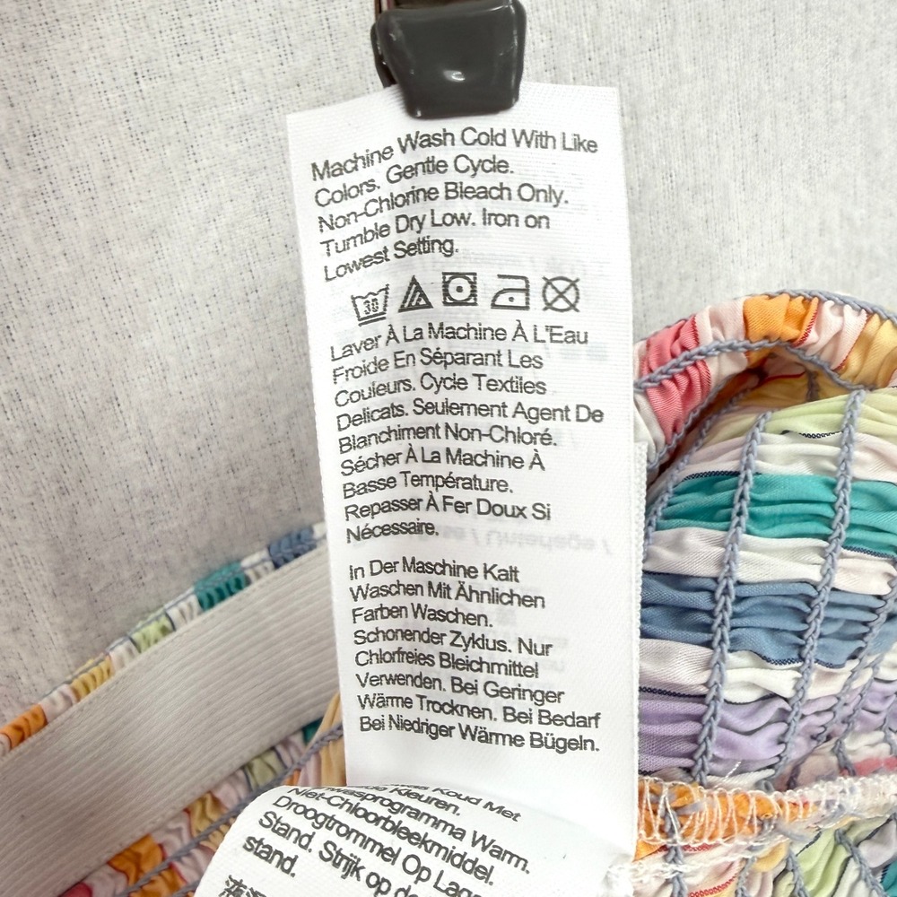 J CREW Smocked Midi Skirt Rainbow Stripe Womens White Pink Cotton Resort NEW - Picture 16 of 16